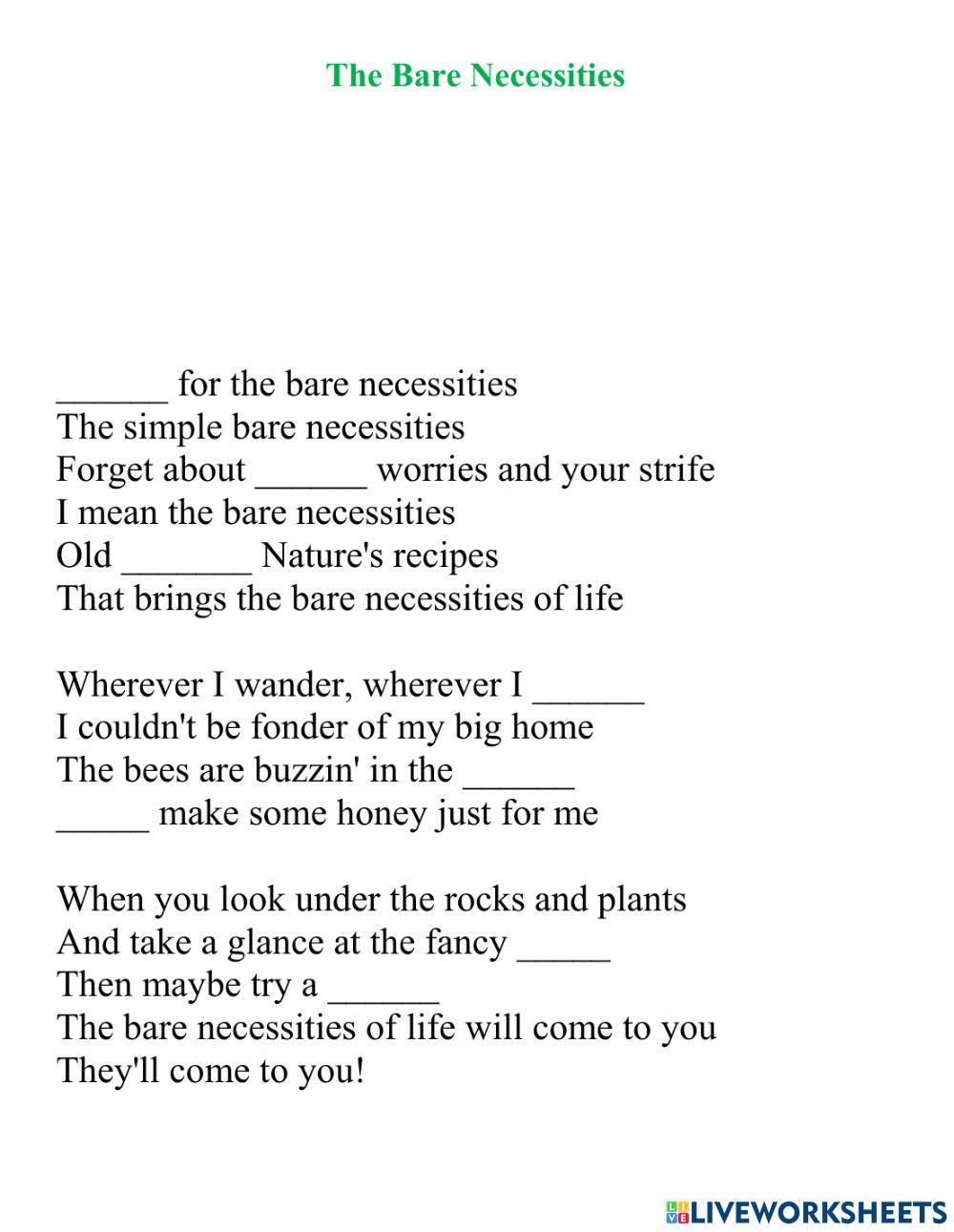 The Bare Necessities