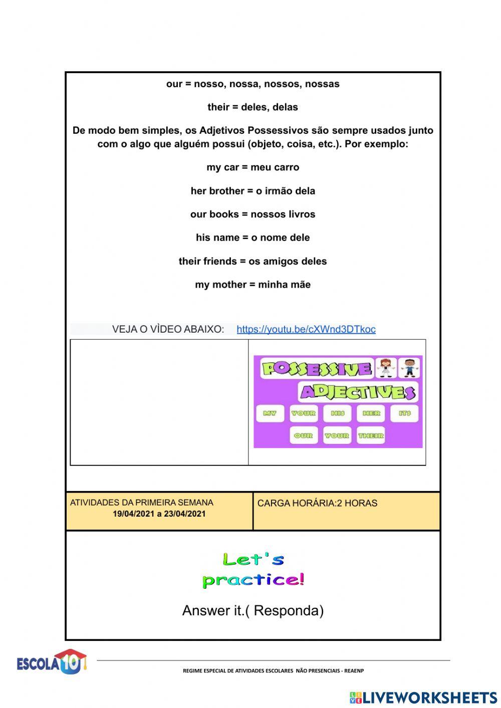 7° série -Roteiro de Inglês- 19-04 a 30-04