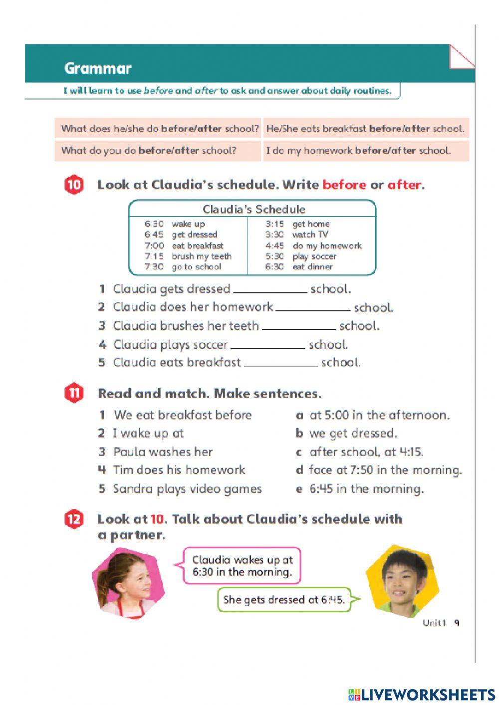 Big English Before and after worksheet Live Worksheets