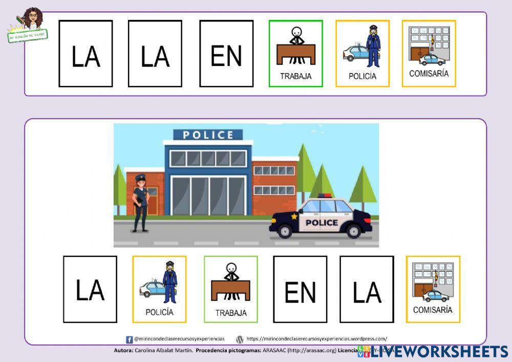 Frase: la policía trabaja...