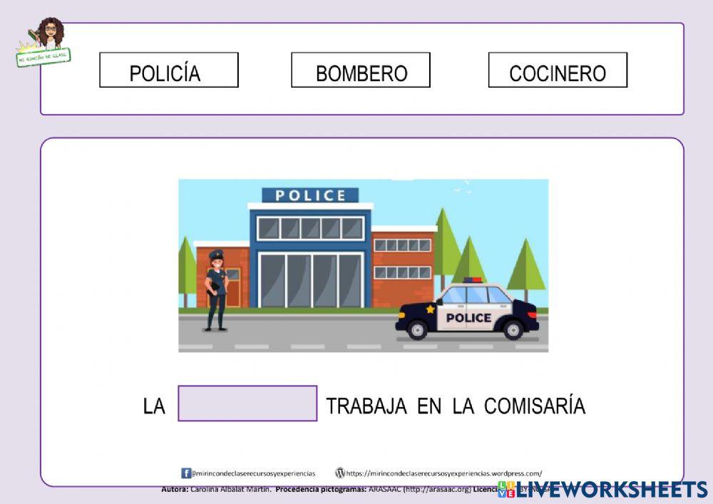 Frase: la policía trabaja...