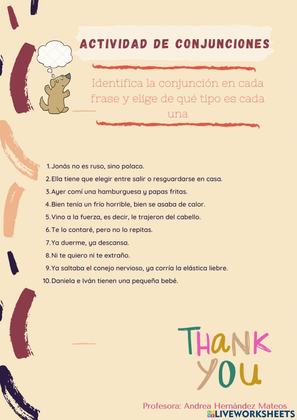 Ejercicio de conjunciones