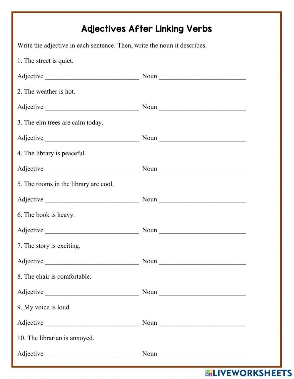 Adjectives after linking verbs
