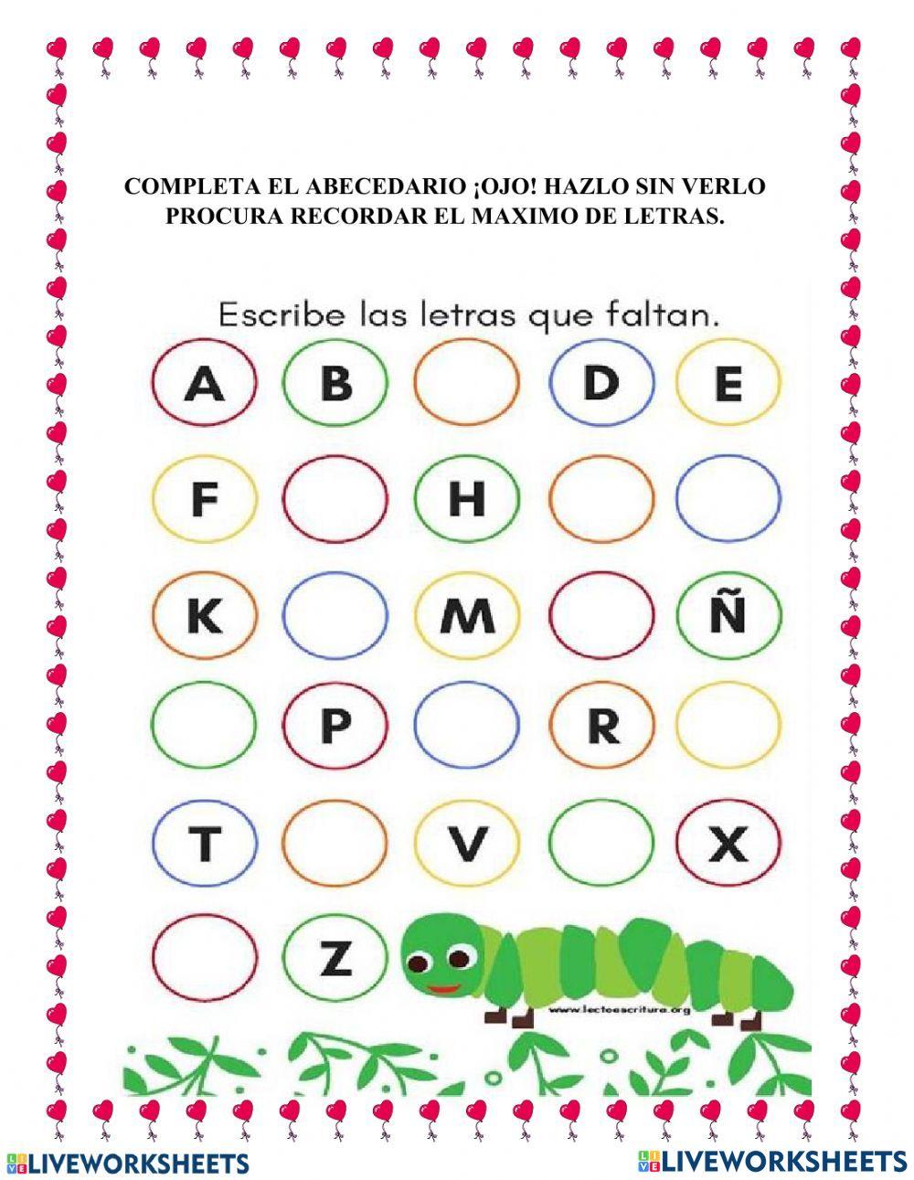 Abecedario colorido para completar