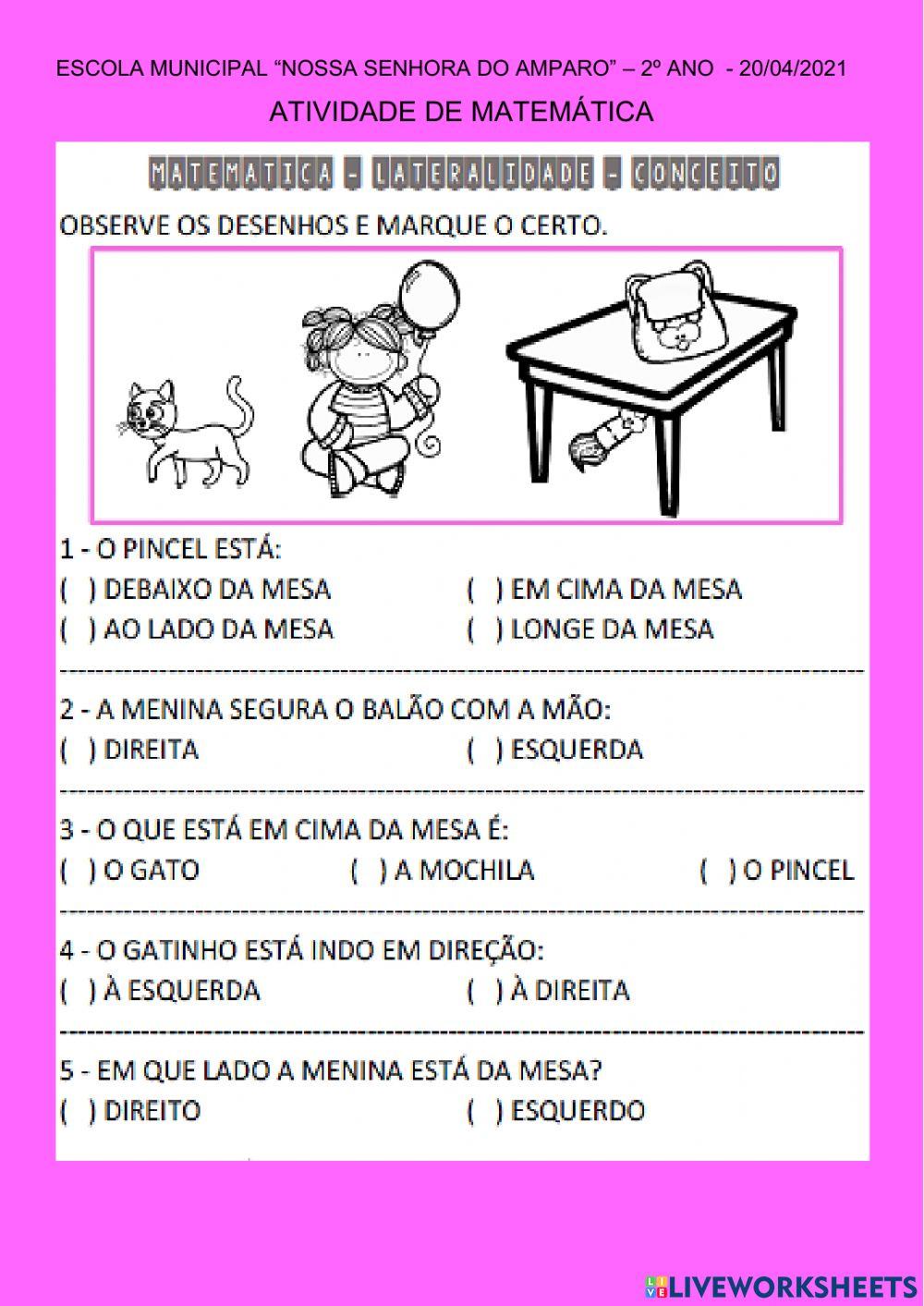 Matemática - lateralidade