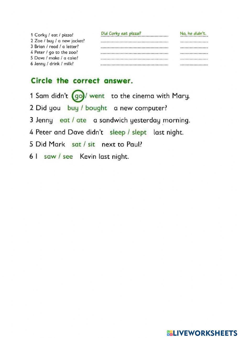 Irregular past simple