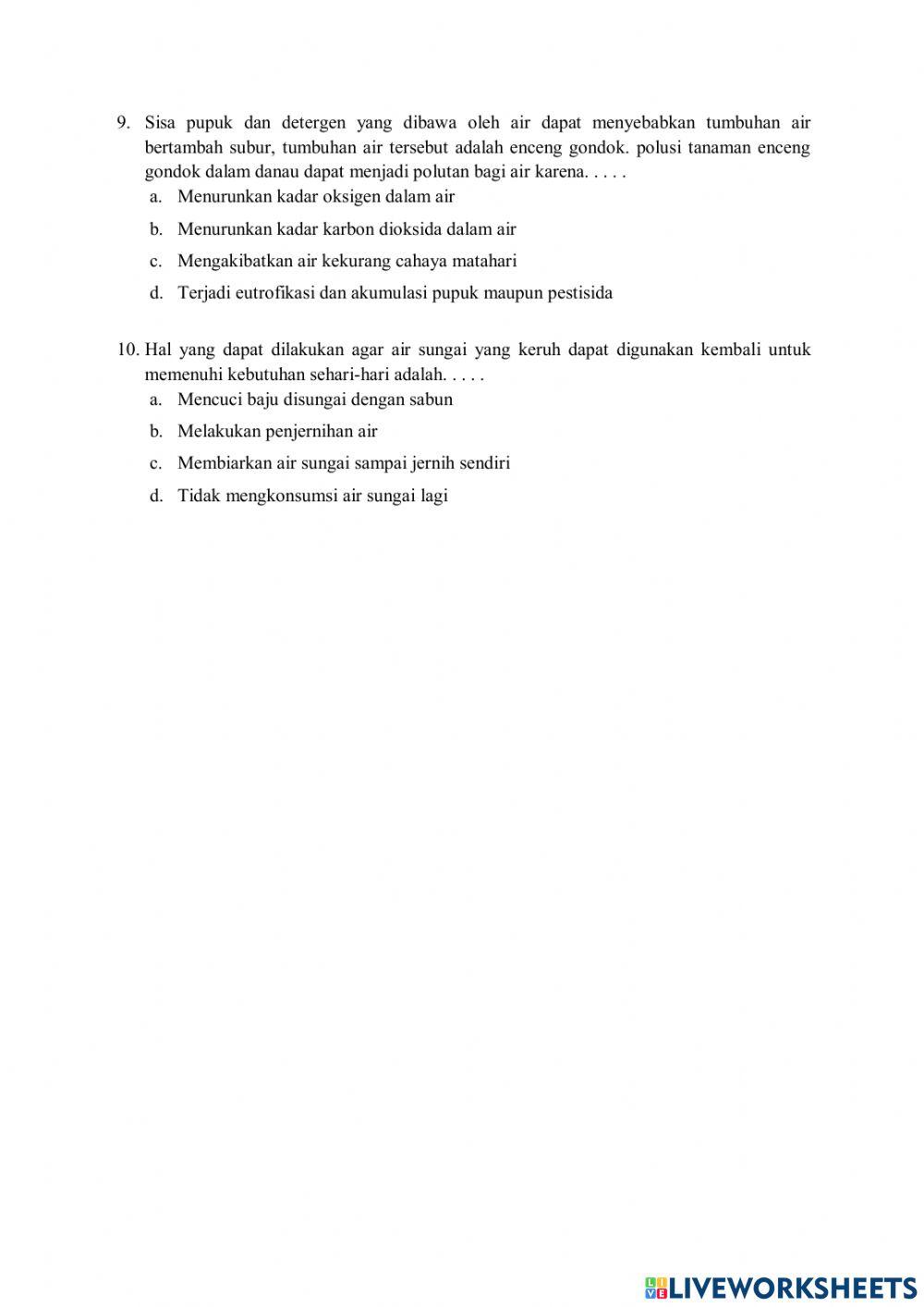Evaluasi tema 8 subtema 3 pembelajaran 5