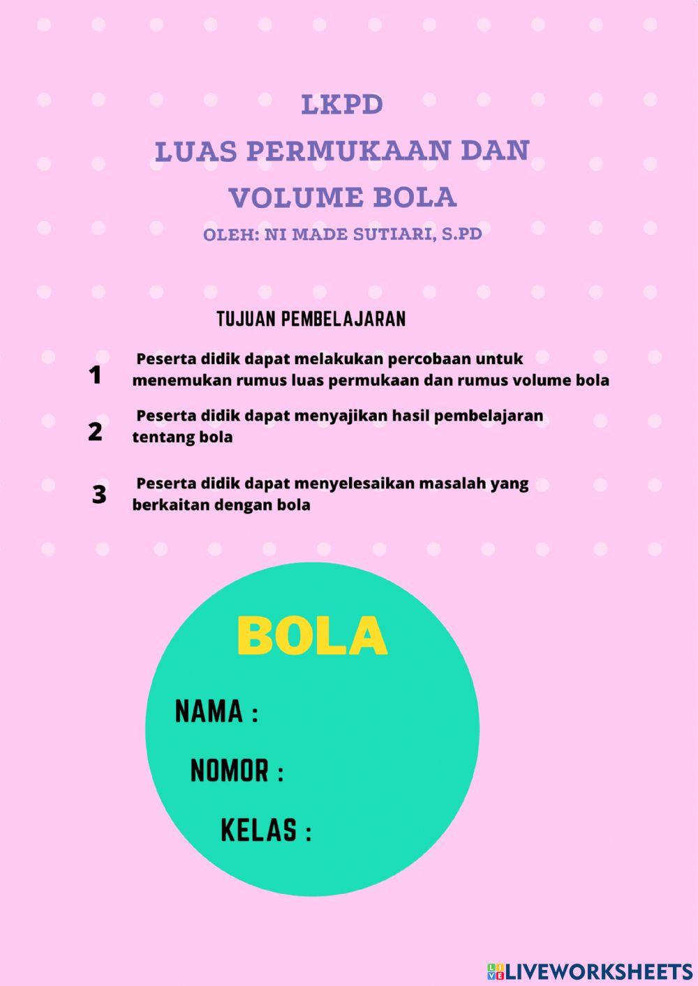 Luas dan Volume Bola