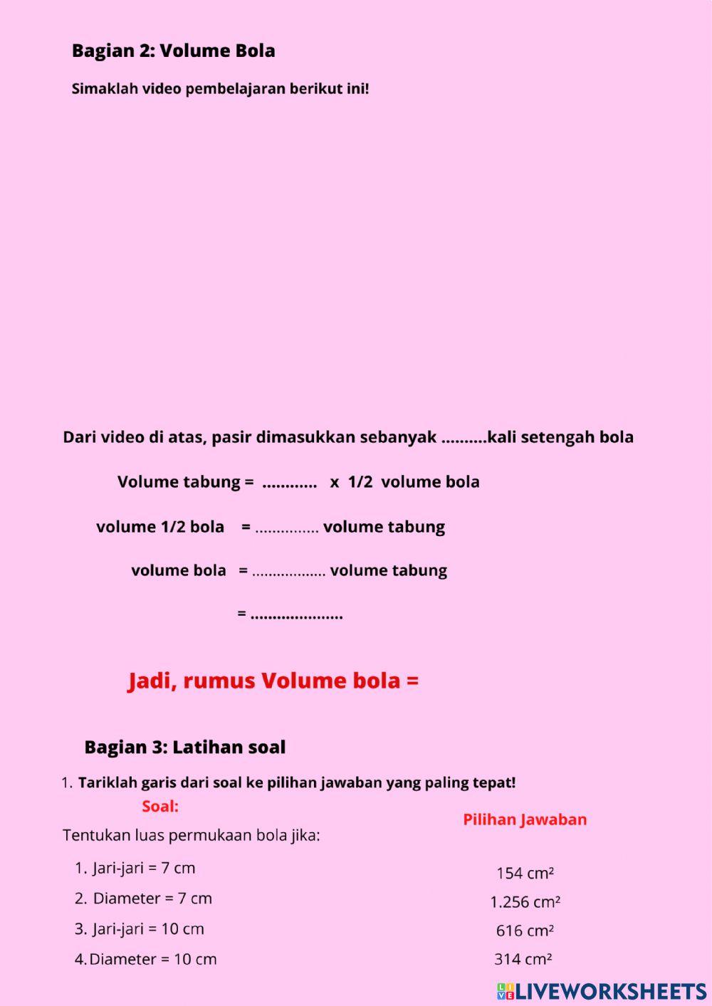 Luas dan Volume Bola