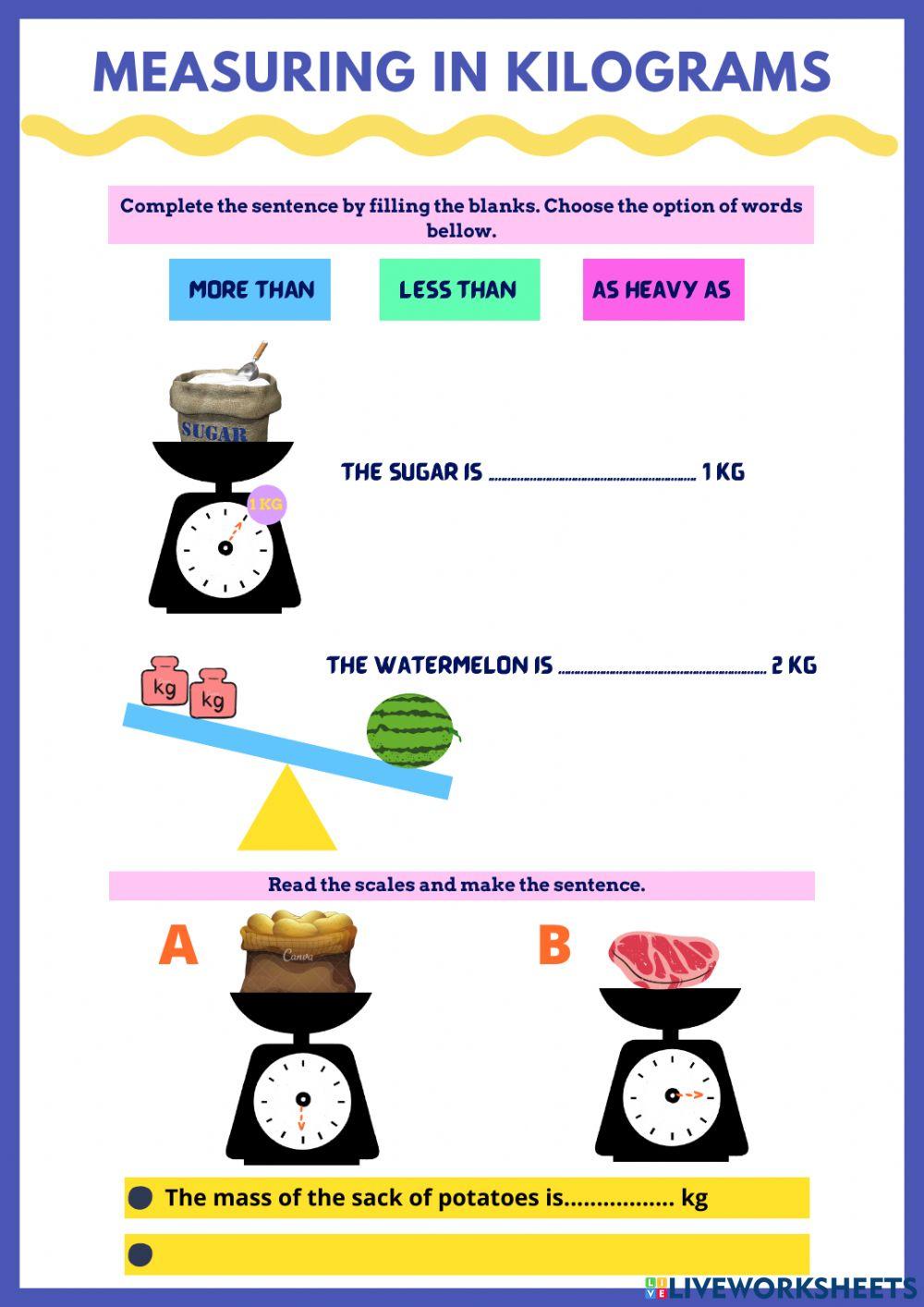 Measuring in Kilograms worksheet Live Worksheets