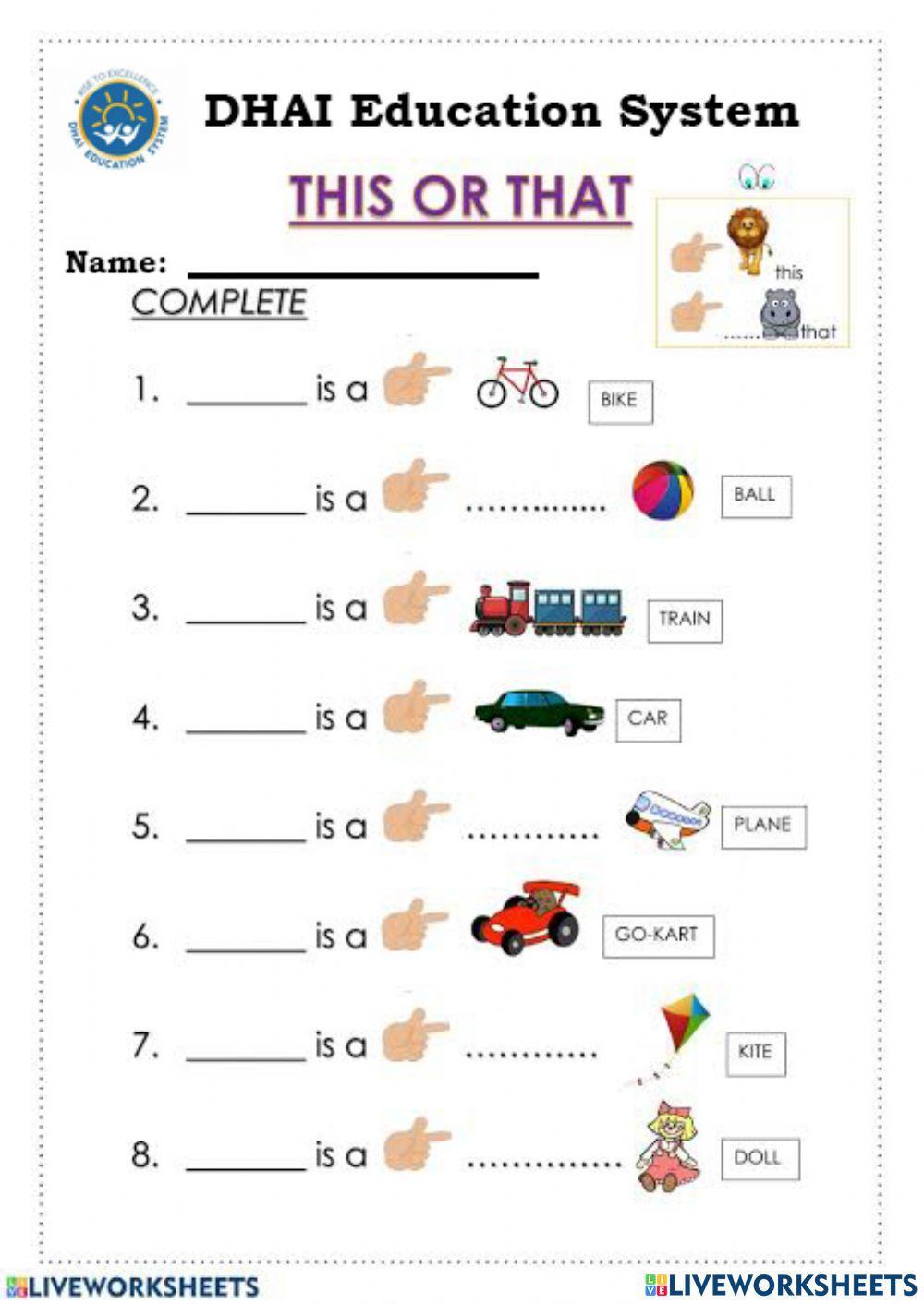 This And That Worksheet