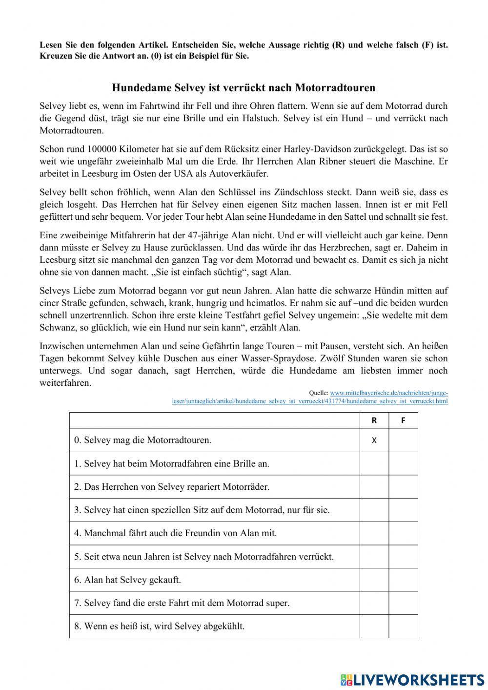 2010. Oktober Leseverstehen 1