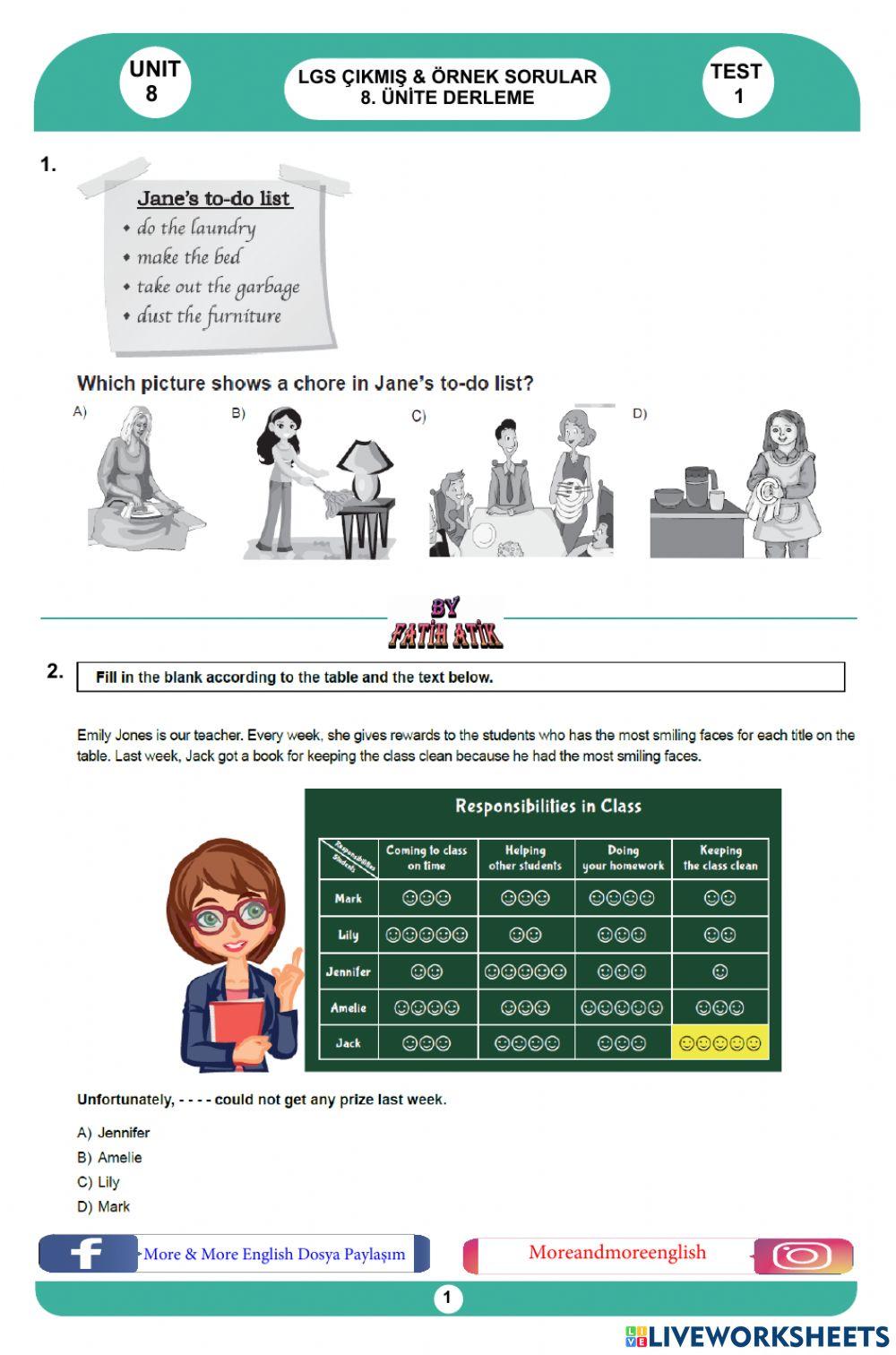 8th grade unıt 8 lgs soruları