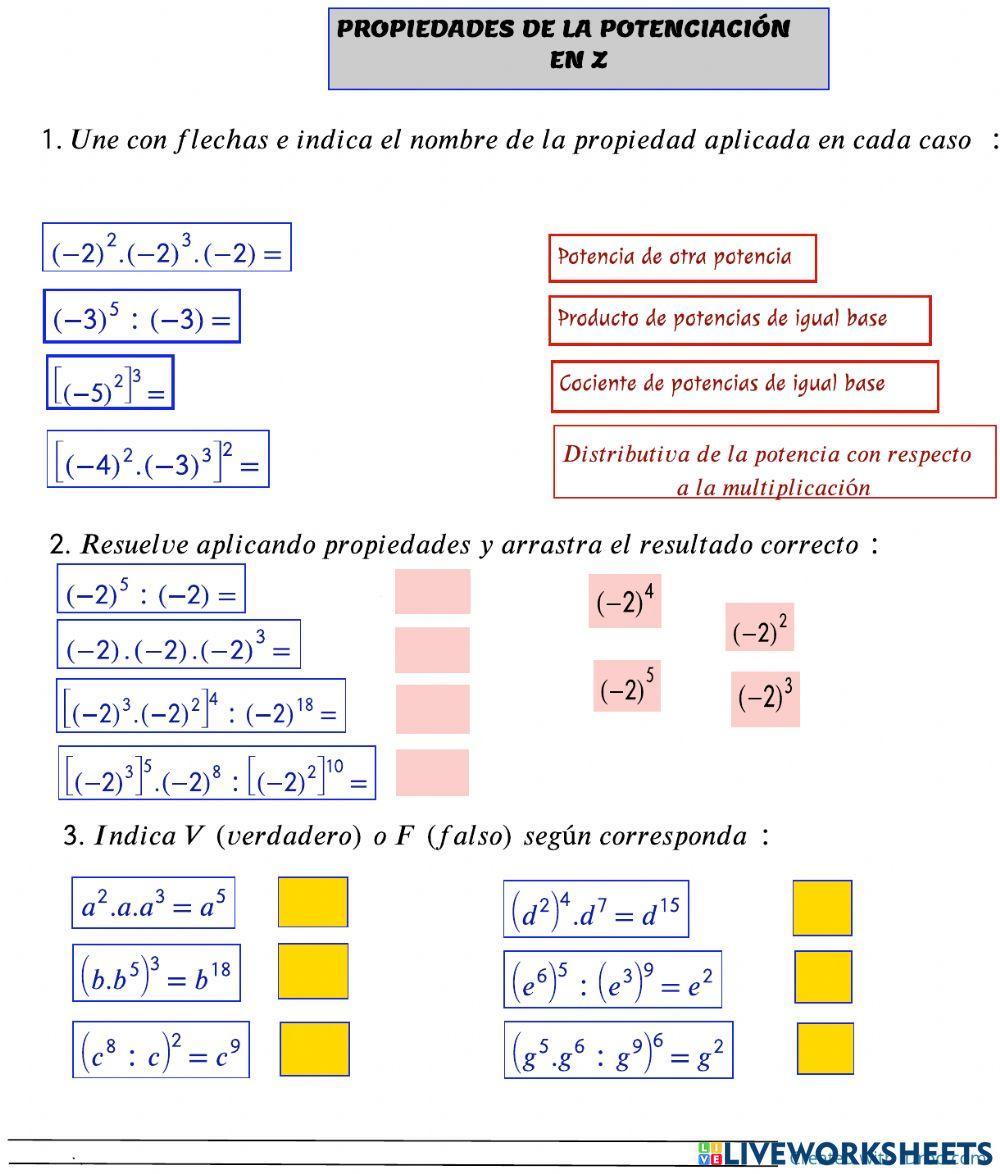 Propiedades de la potenciación en Z