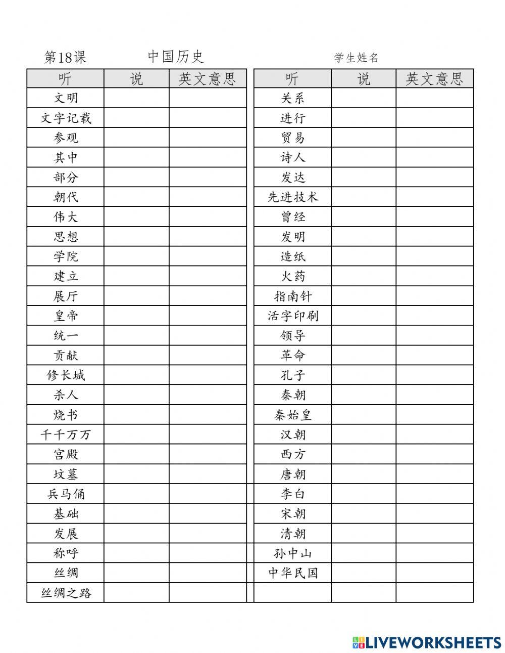 L18 Vocab Chinese History