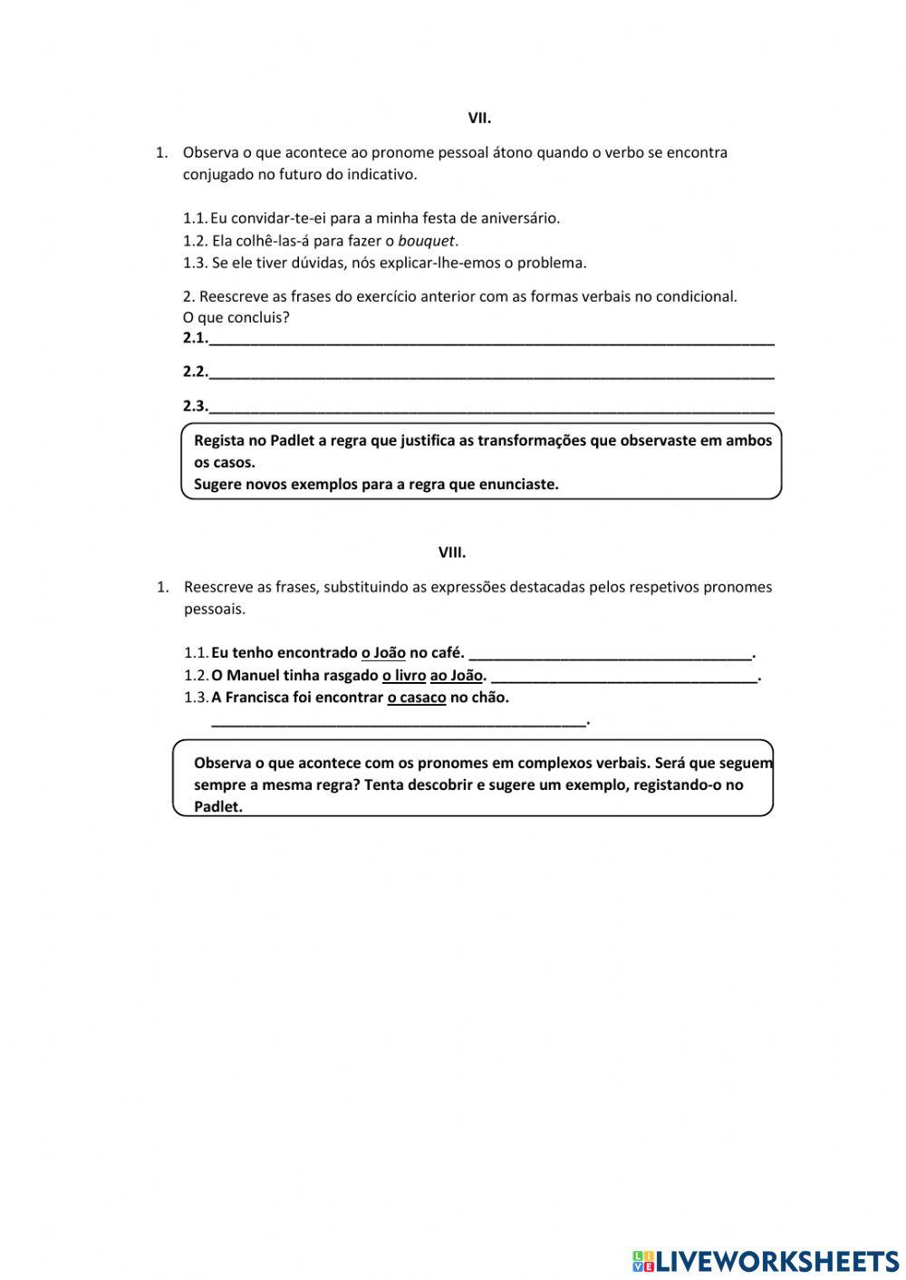 Pronomes pessoais em adjacência verbal