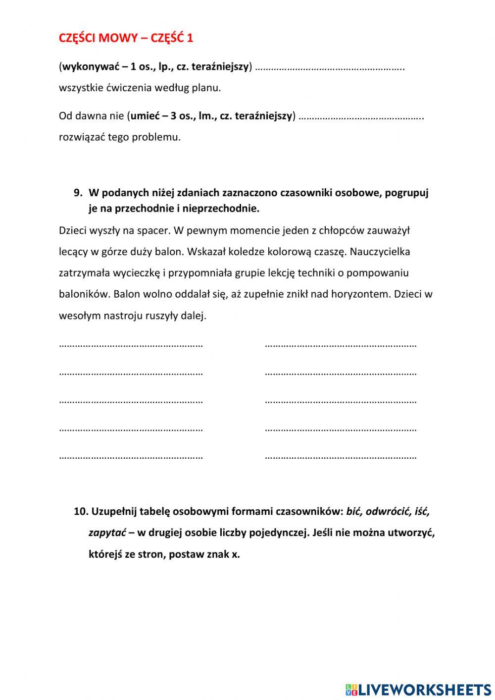 Części mowy - cz. 1