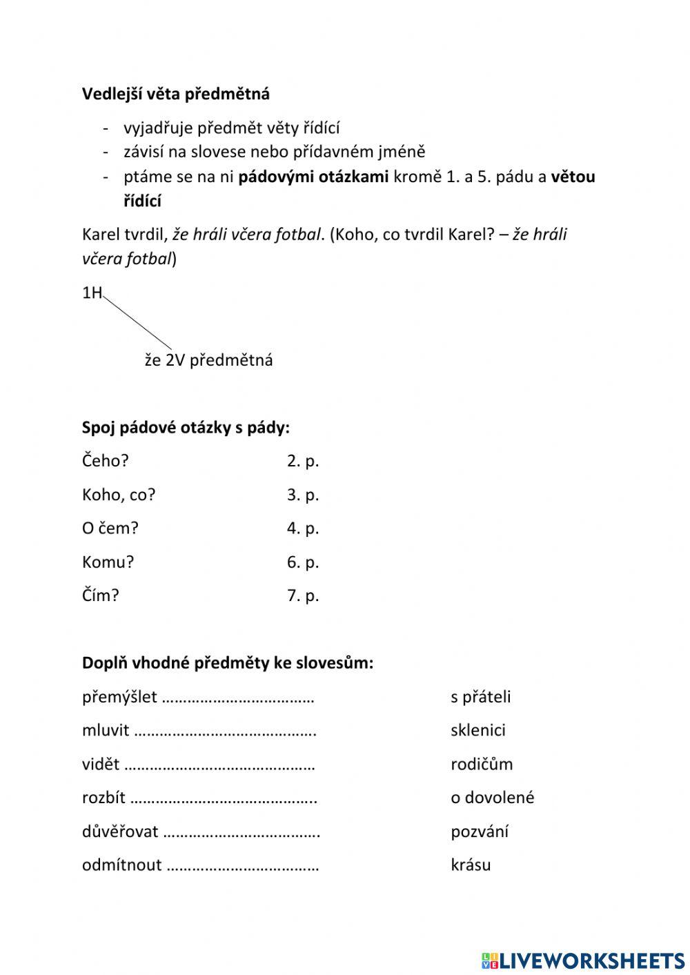 Předmětná věta, popis obrazu