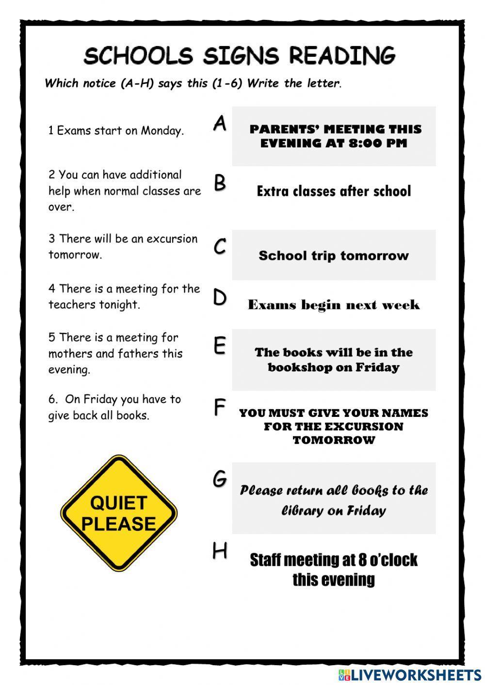 School Signs Reading for KET