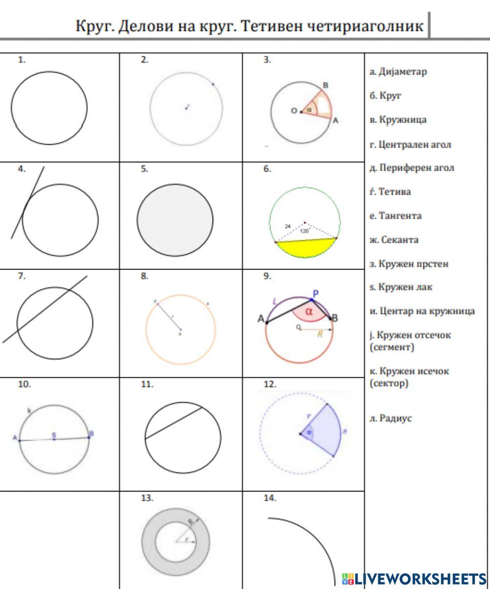 Делови на круг-1 online exercise for | Live Worksheets