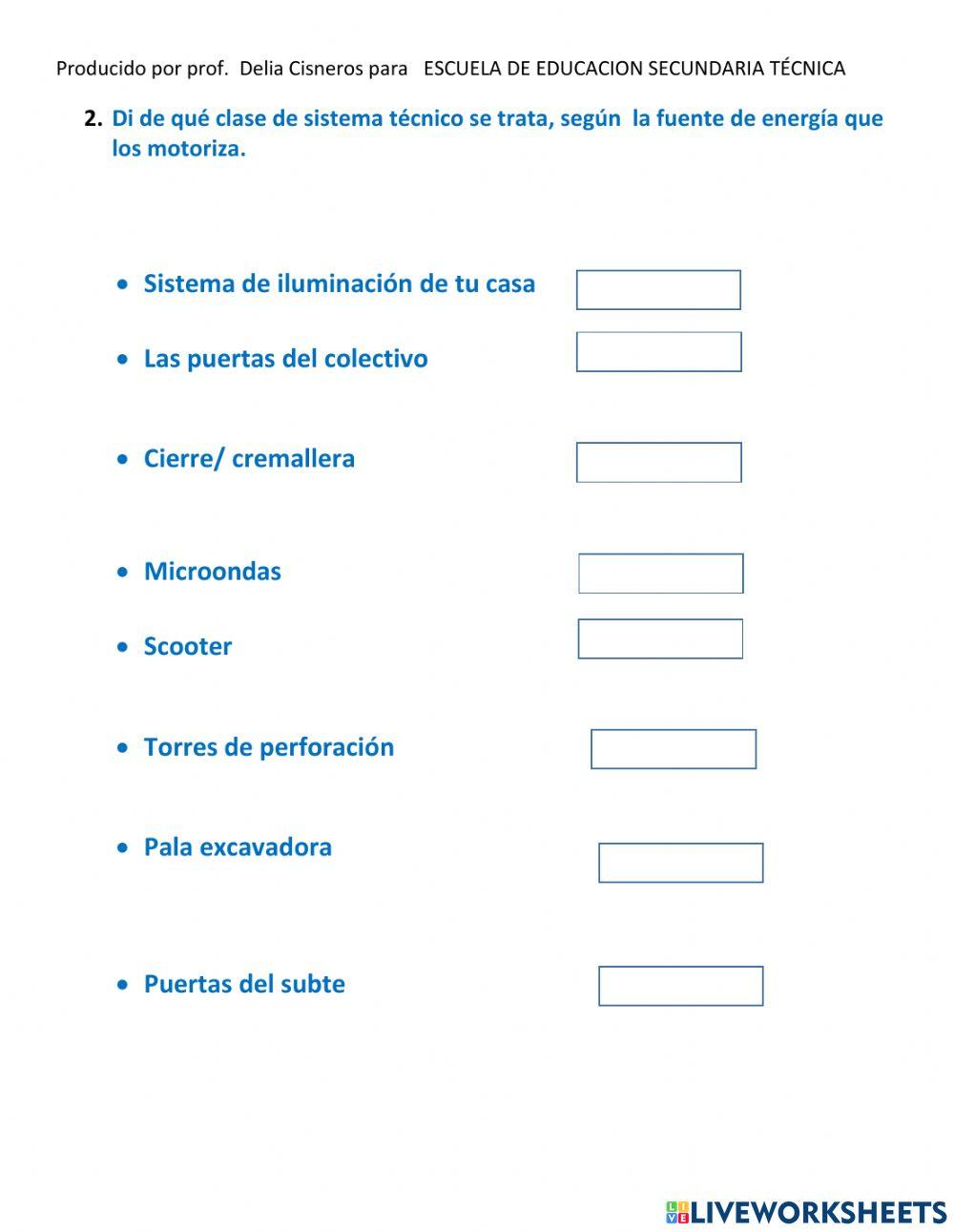 sistemas tecnológicos- clases de sistemas técnicos