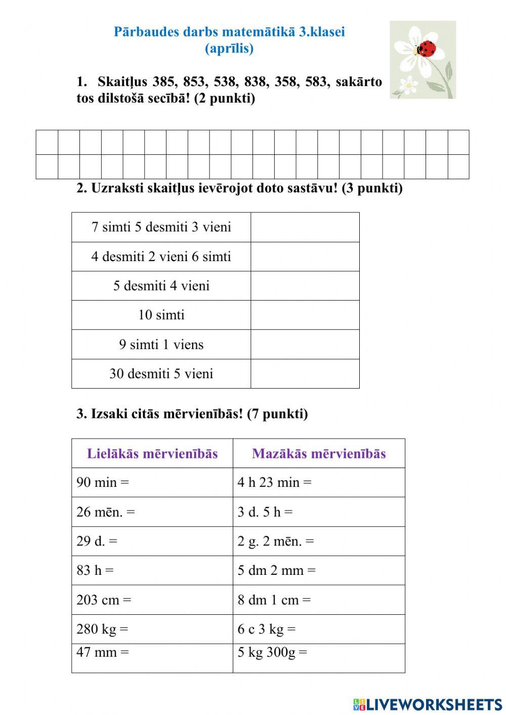 PD matemātikā. Trīsciparu skaitļi.