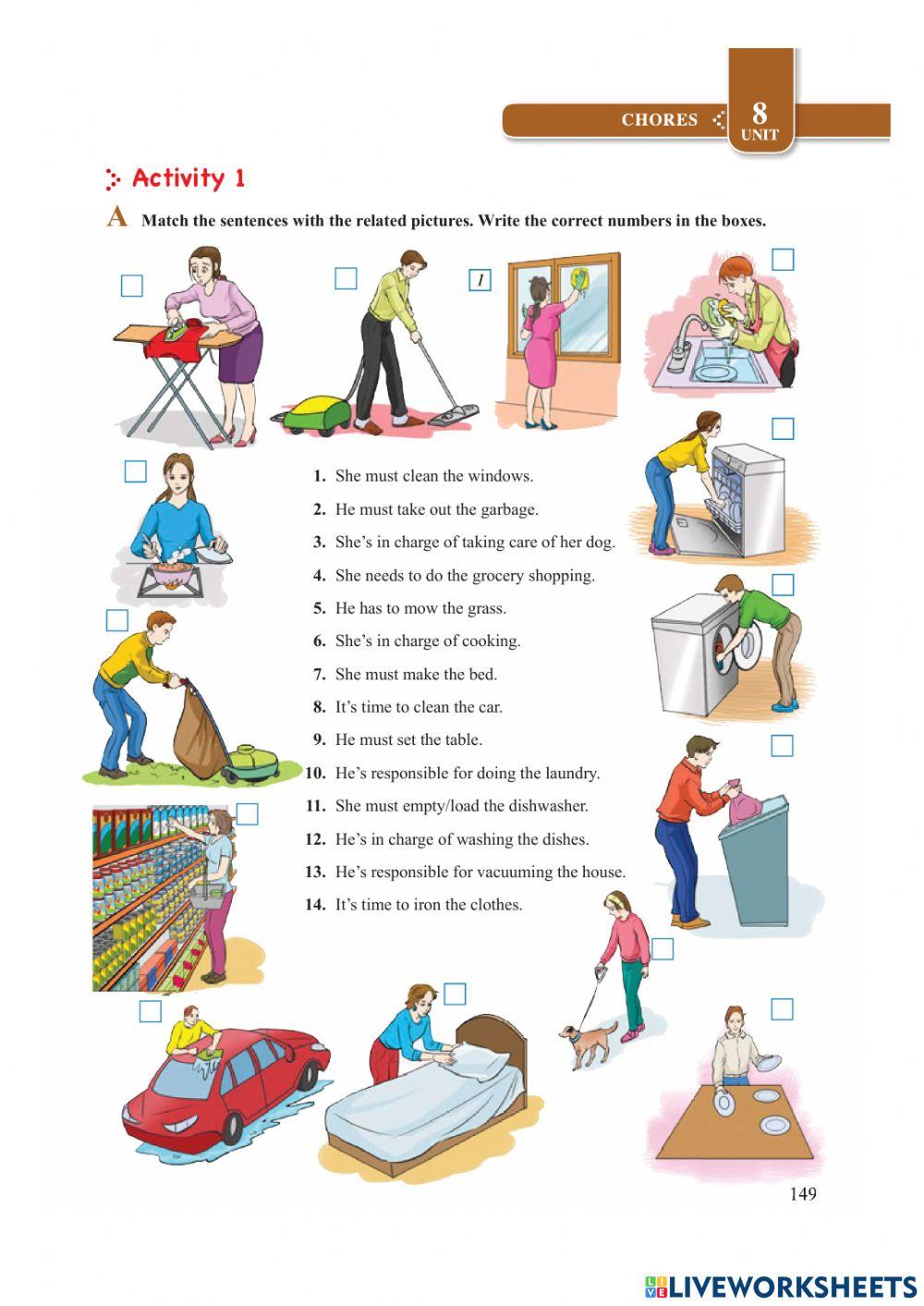 8th grade unit 8 chores