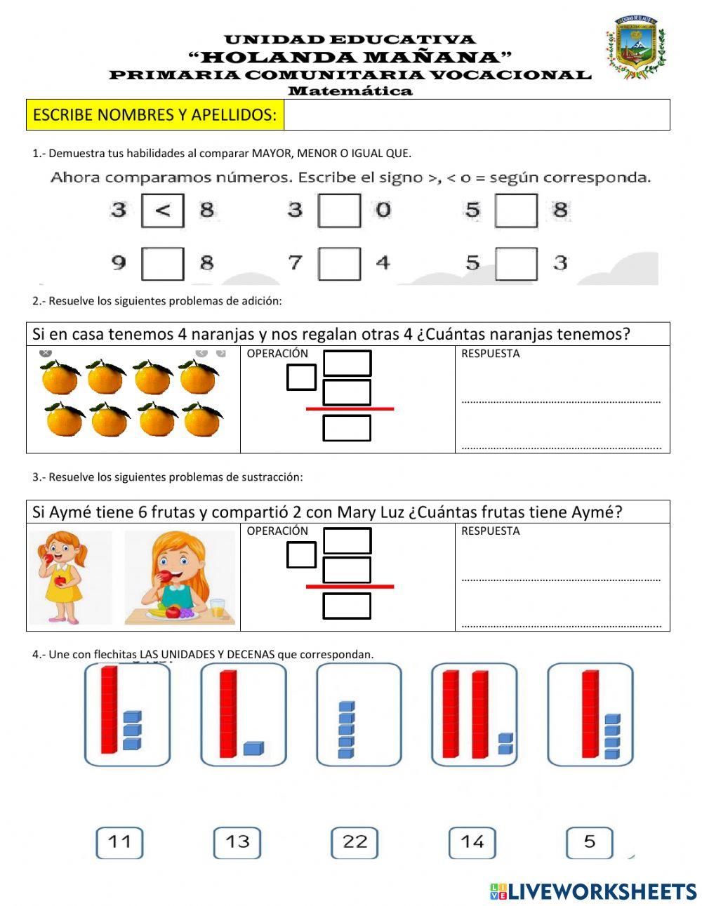 Evaluación de Matemática