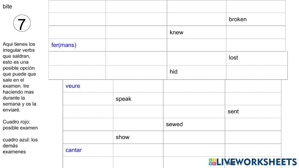 Irregular verbs