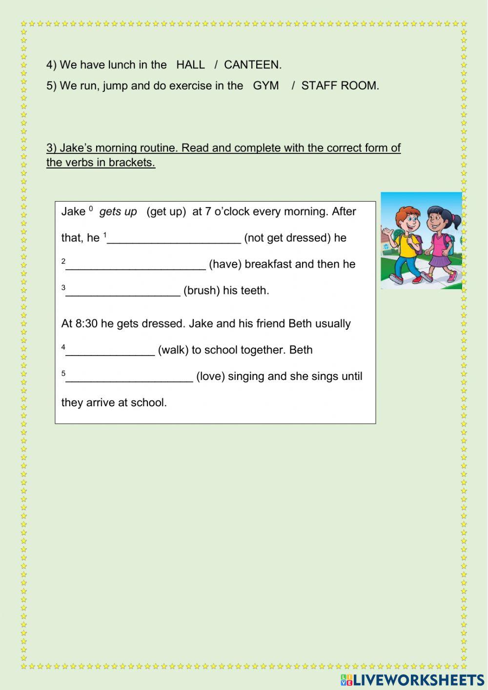 Starters 3 Unit 1 test Use of English