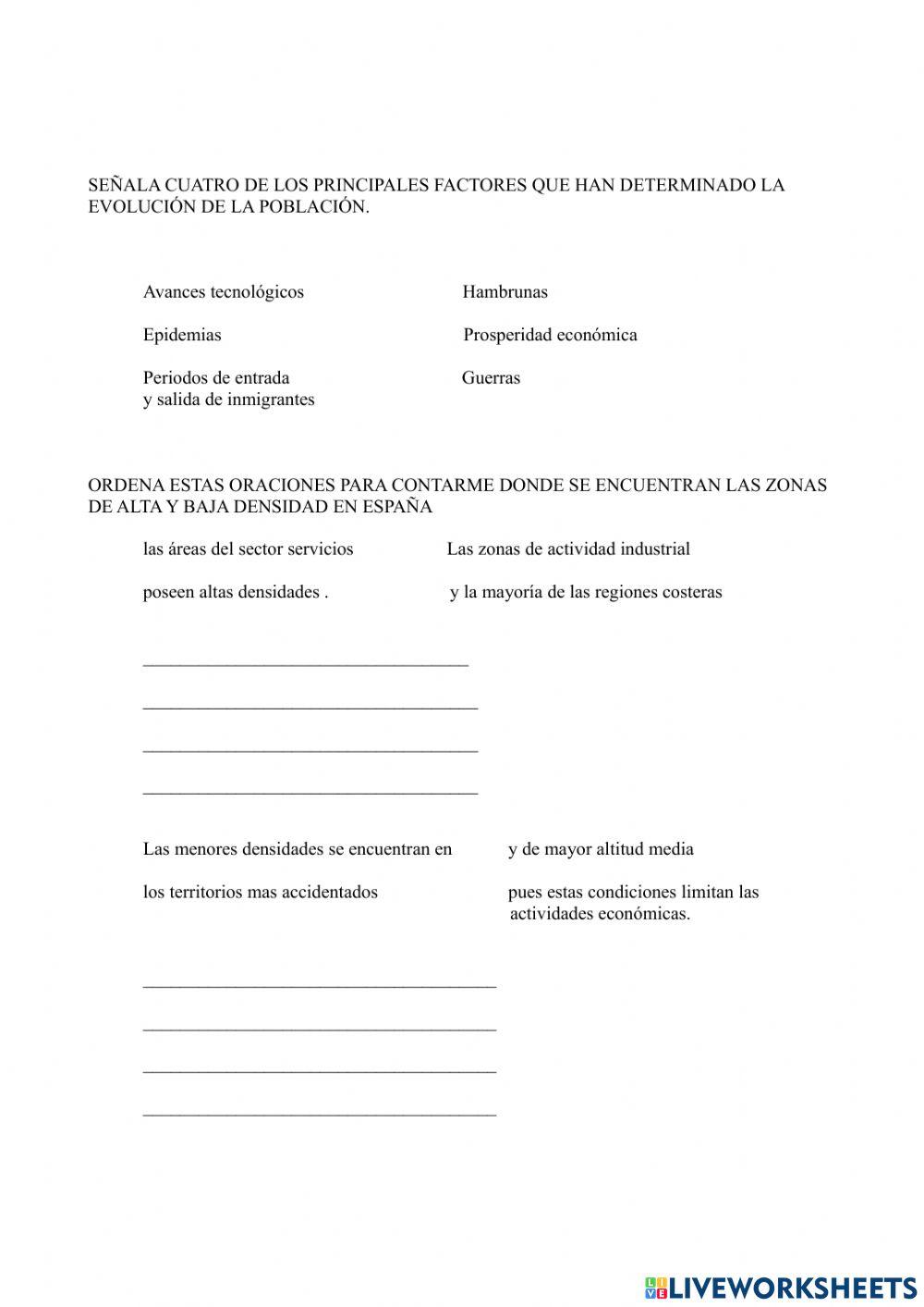 Distribución de la población en España