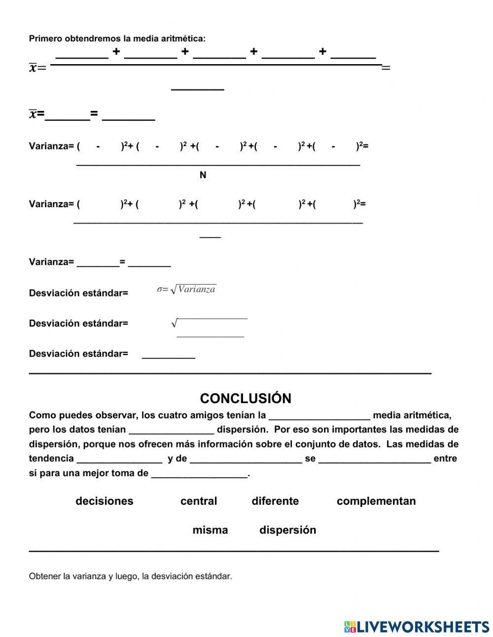 Medidas de dispersion para datos no agrupados