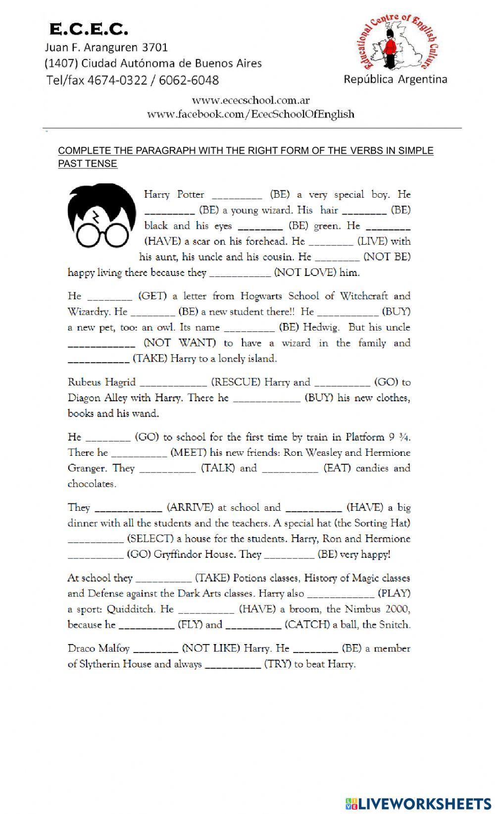 Past simple - Harry Potter