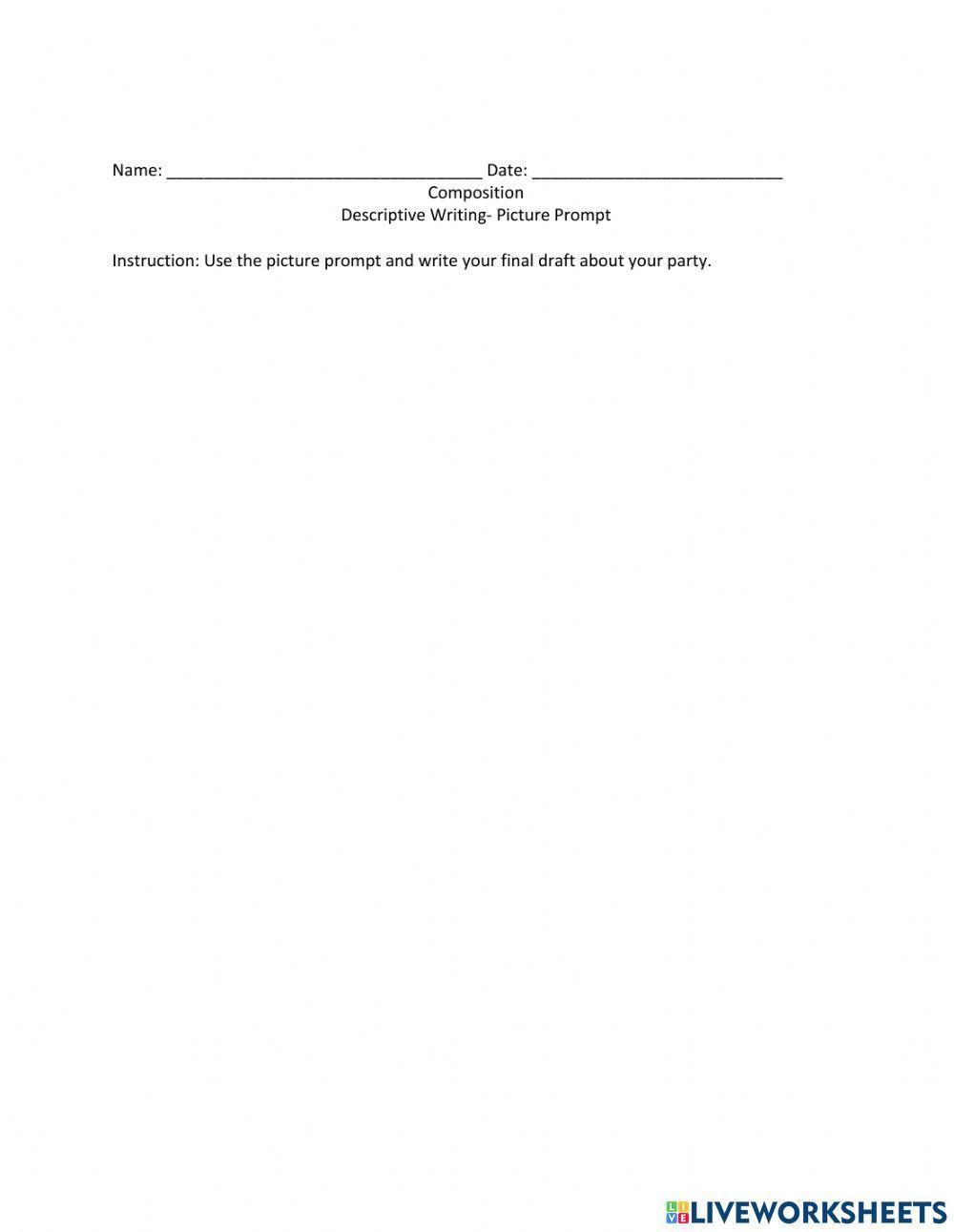 Descriptive Writing -Picture Prompt