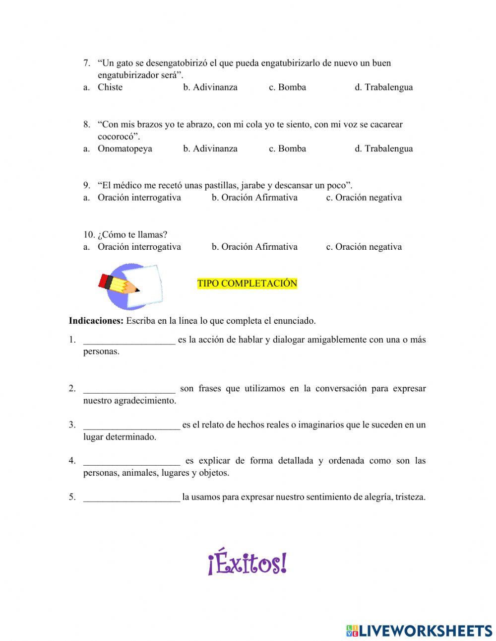 Examen de español