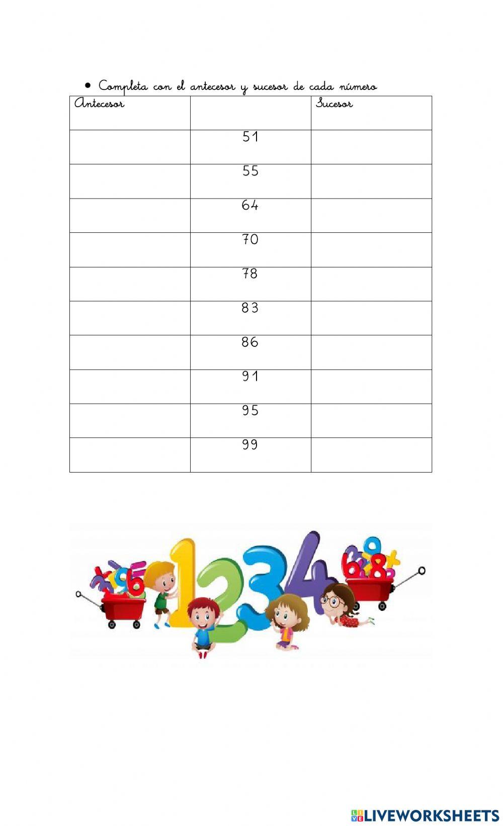 Números del 50 al 100