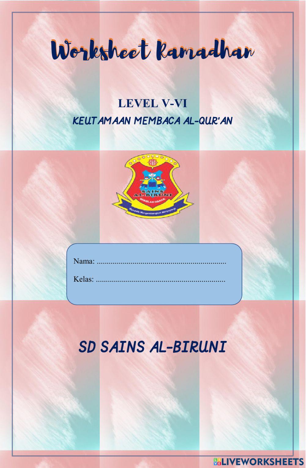 Worksheet Keutamaan Membaca Al-Qur'an Level 6