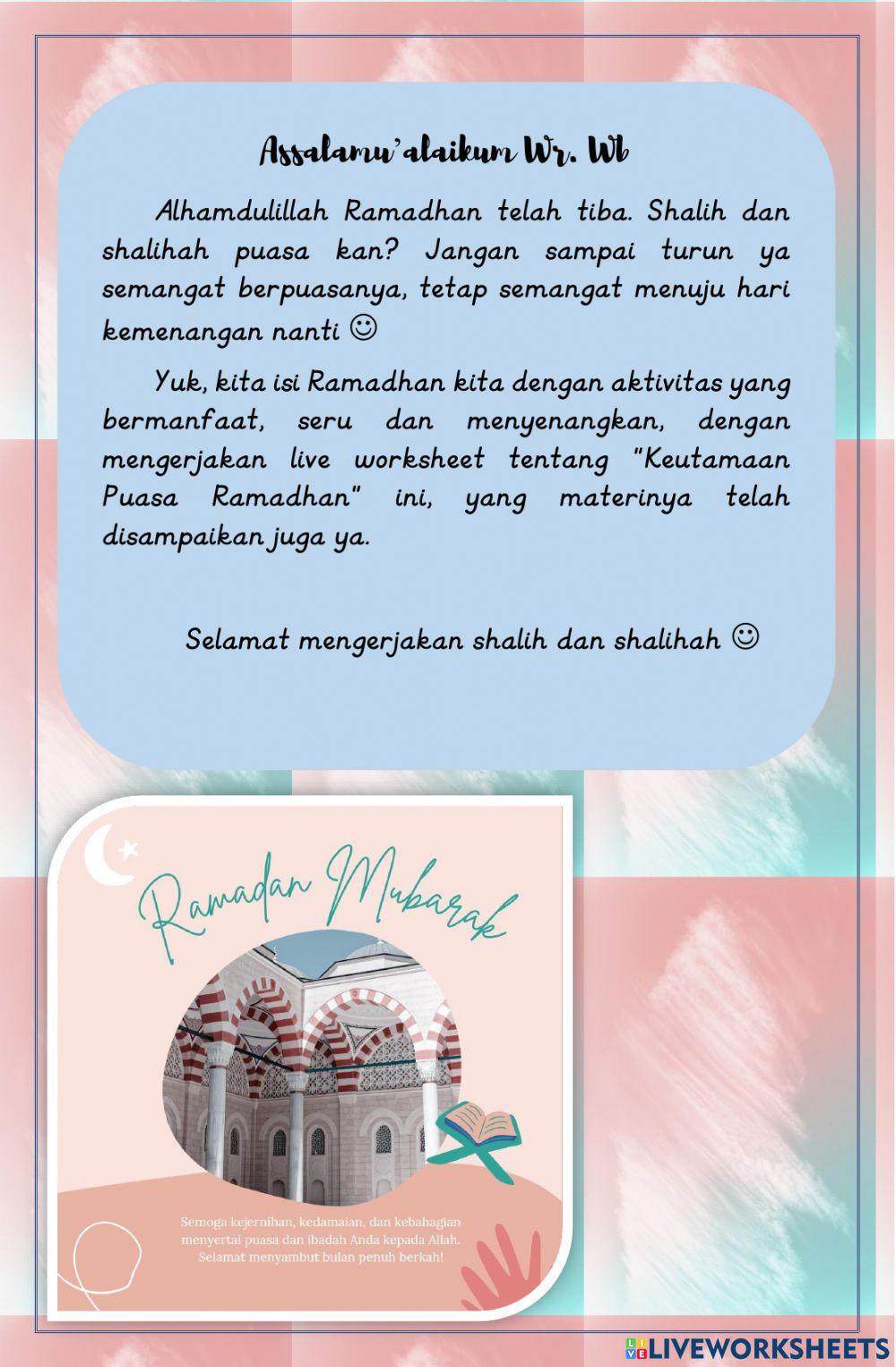 Worksheet Keutamaan Membaca Al-Qur'an Level 6