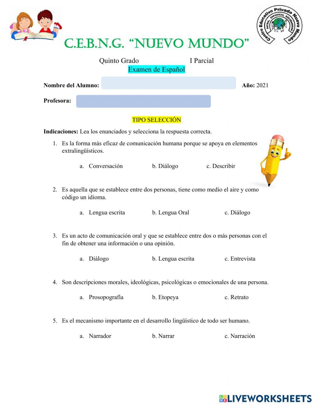 Examen de español