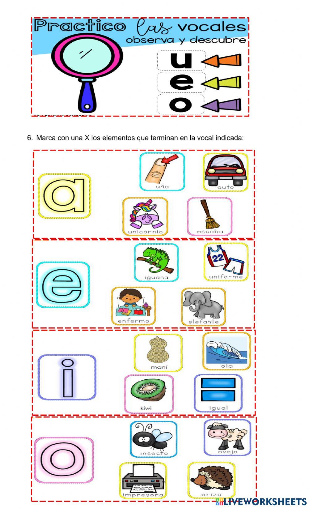 Sonido inicial y final vocálico