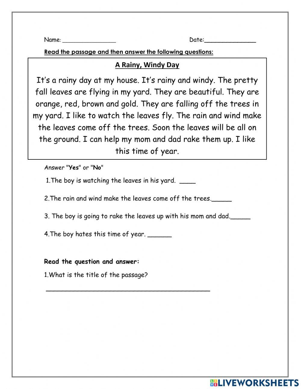 Reading comprehension