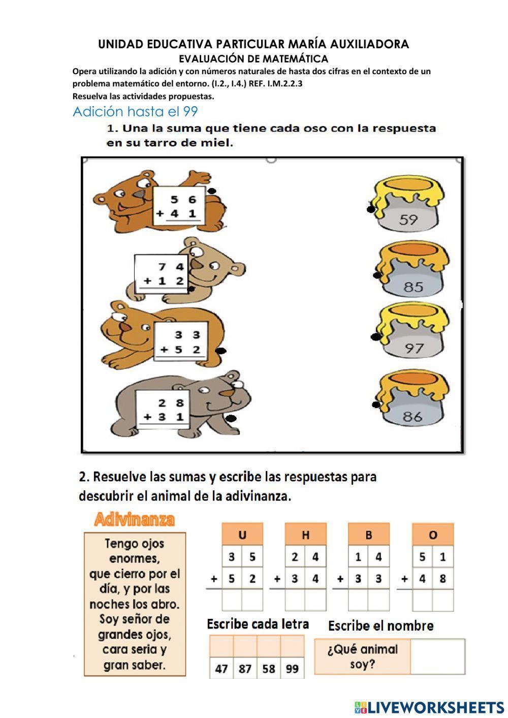 Adición y sustracción hasta el 99