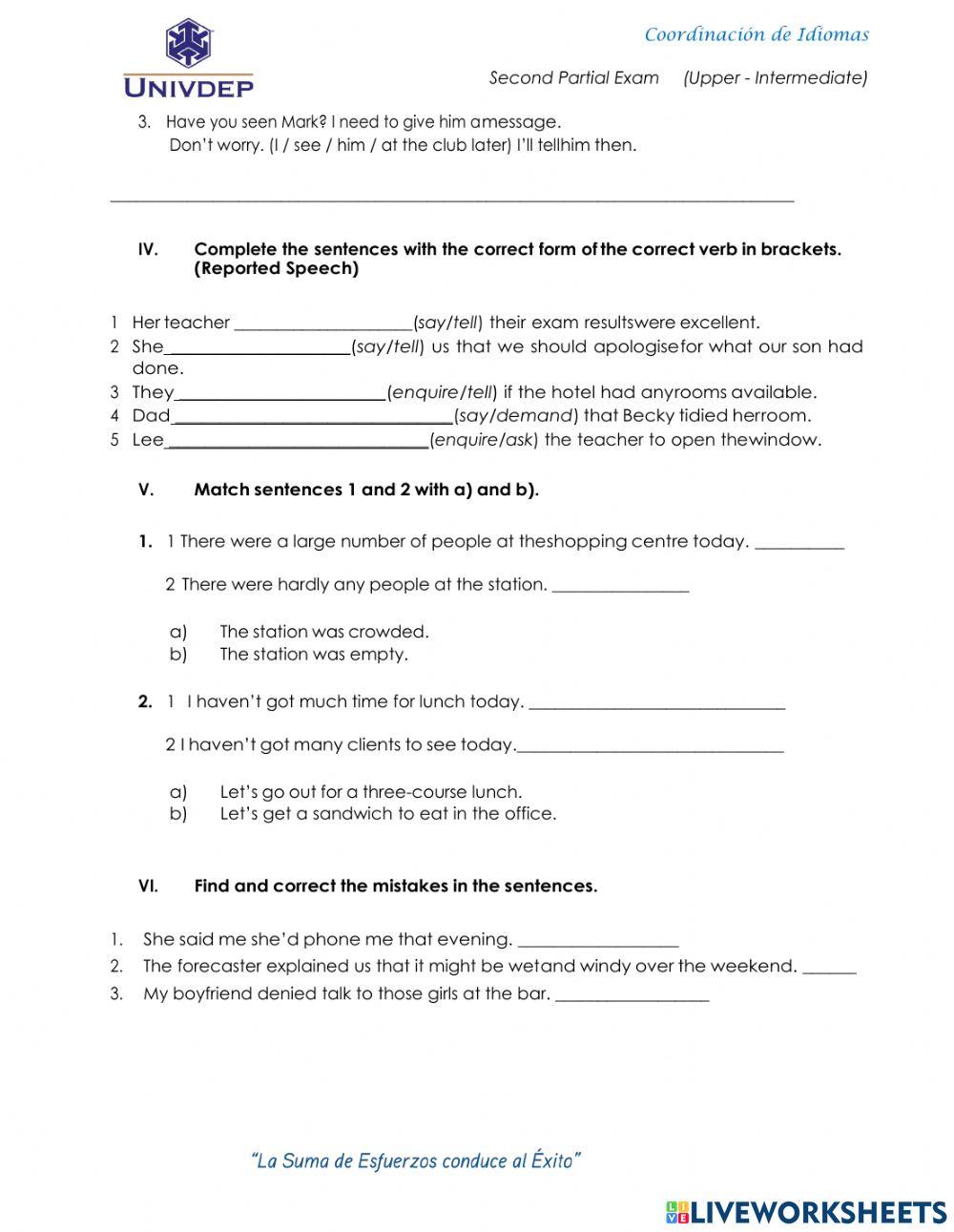 Second Partial Upper Intermediate Exam