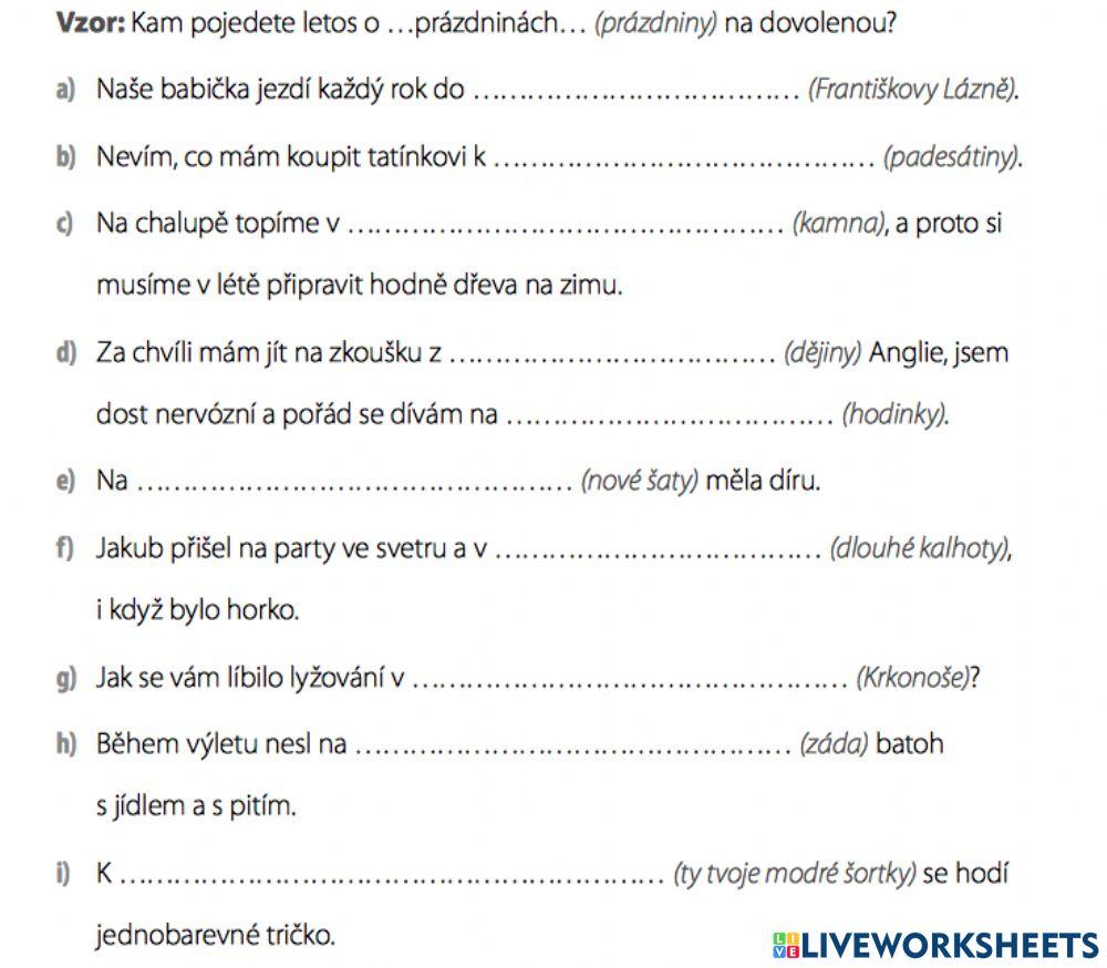 Plurália tantum - deklinace