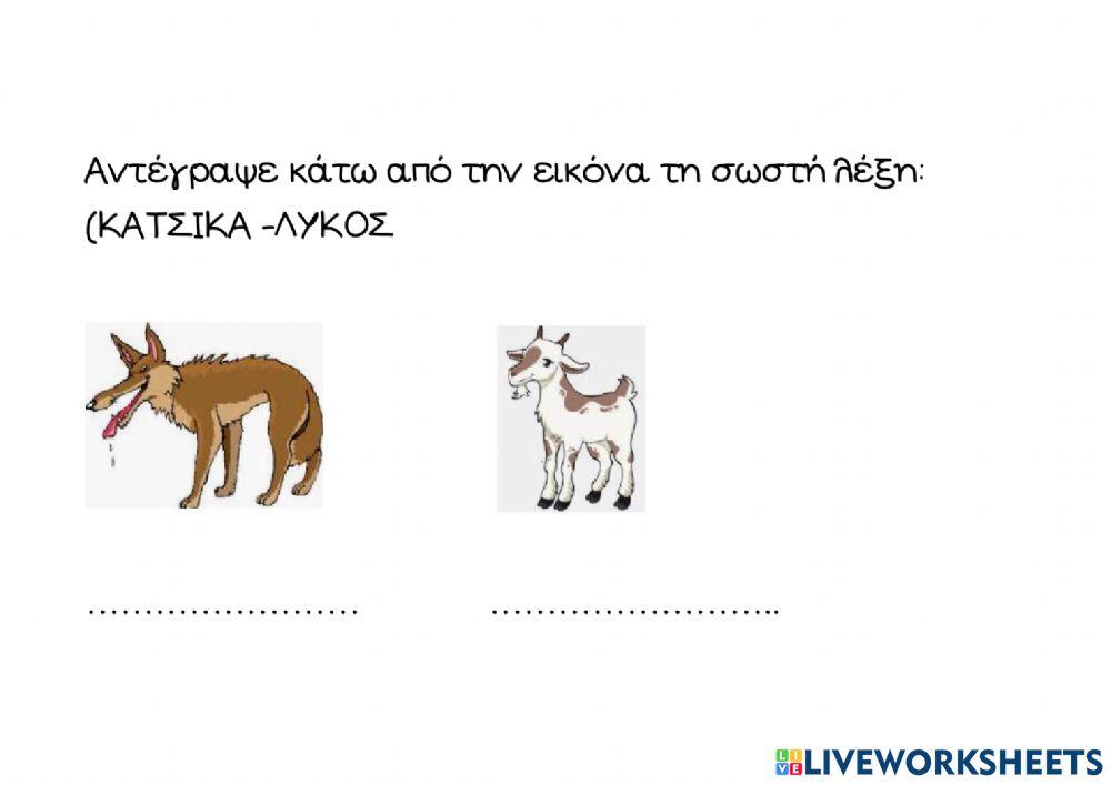 Αντιστοιχώ την εικόνα με το σωστό λεκτικό