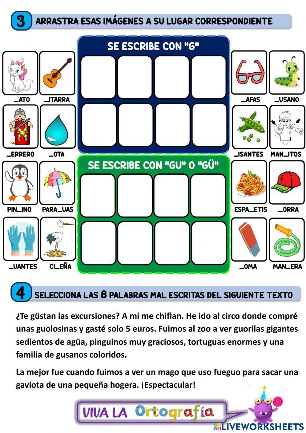 Ortografía de la G: ga,gue,gui,go y gu. Ortografía de la G: ga,gue,gui,go y gu.
