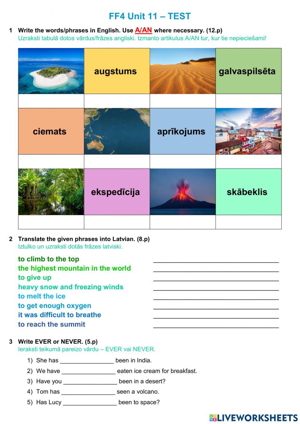 FF4 UNIT 11 - vocabulary, grammar, irregular verbs