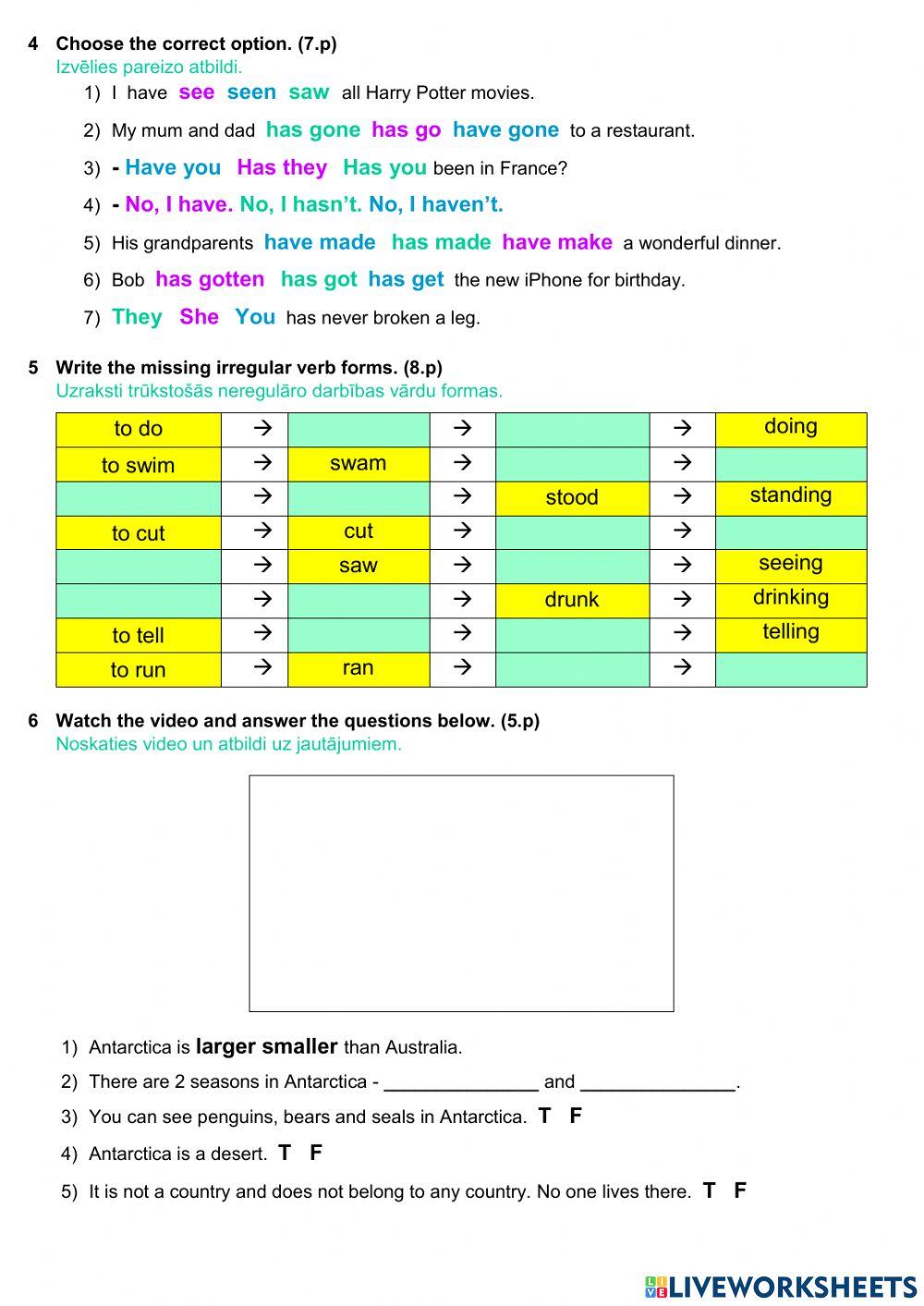 FF4 UNIT 11 - vocabulary, grammar, irregular verbs