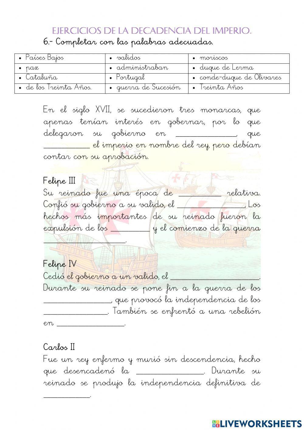 La decadencia del imperio español