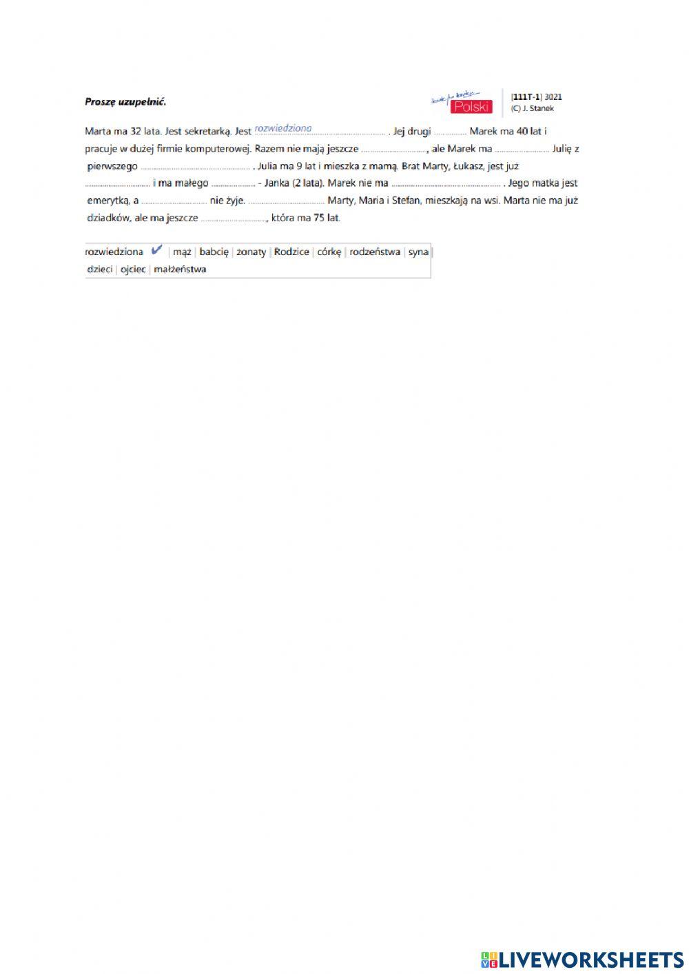 Rodzina - język polski dla obcokrajowców